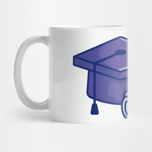 Scholarship, Graduation Cap, Certificate And Money Cartoon Mug